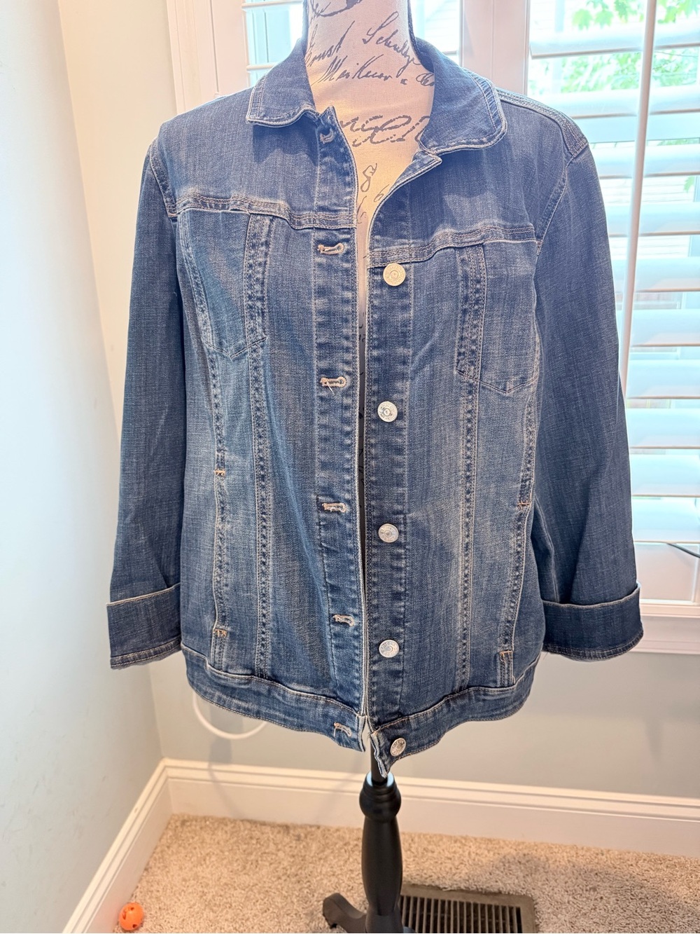 Chico's Medium Blue Denim Jacket. Size 3
